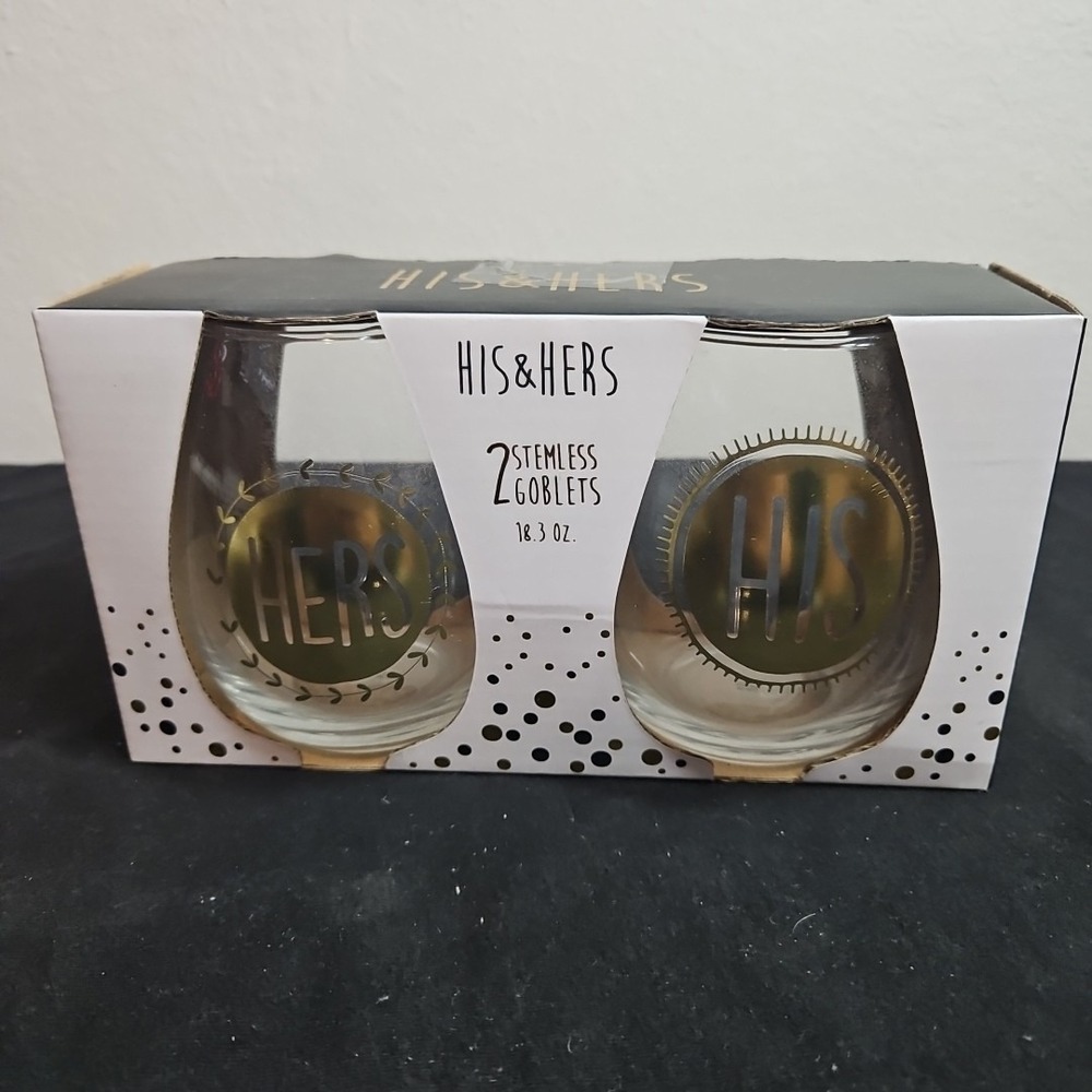 His & Hers Set Of 2 Stemless Goblets 18.3oz